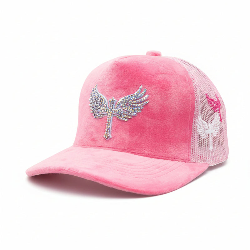Velvet Rhinostones  Pink / White