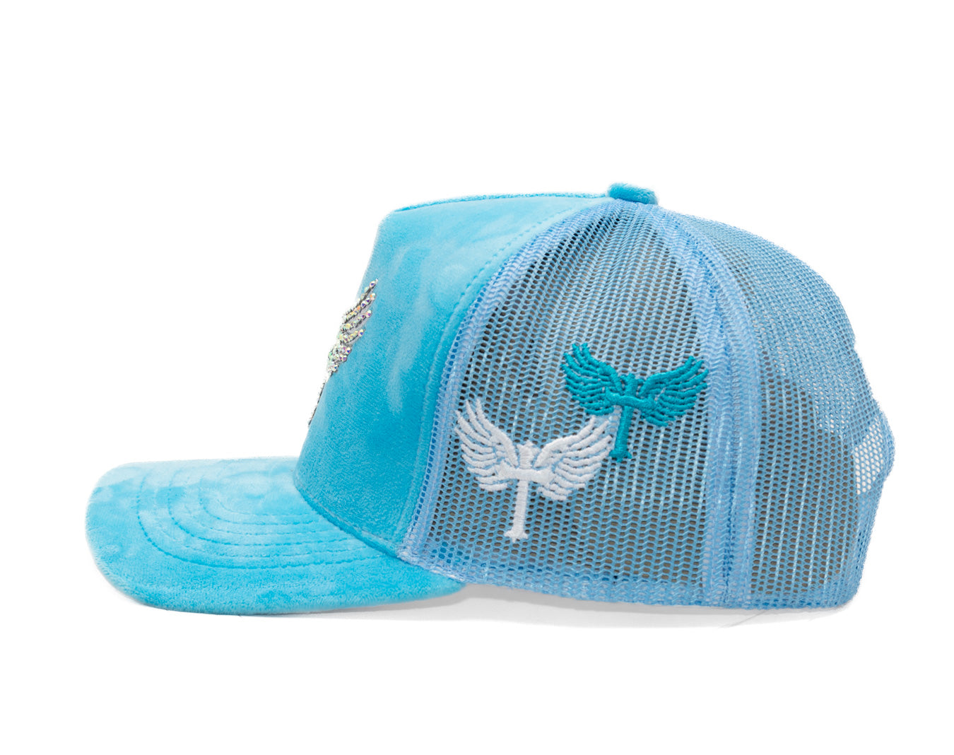 Velvet Rhinostones  Baby Blue / White