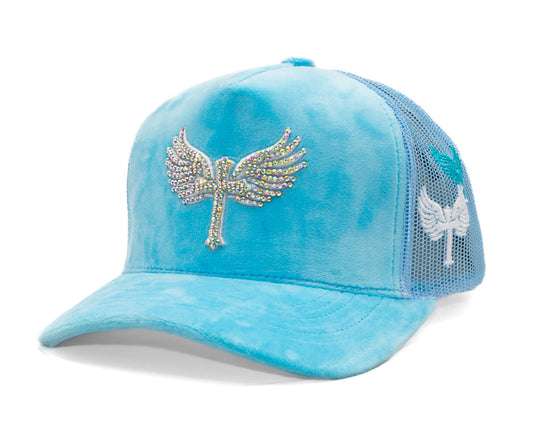 Velvet Rhinostones  Baby Blue / White
