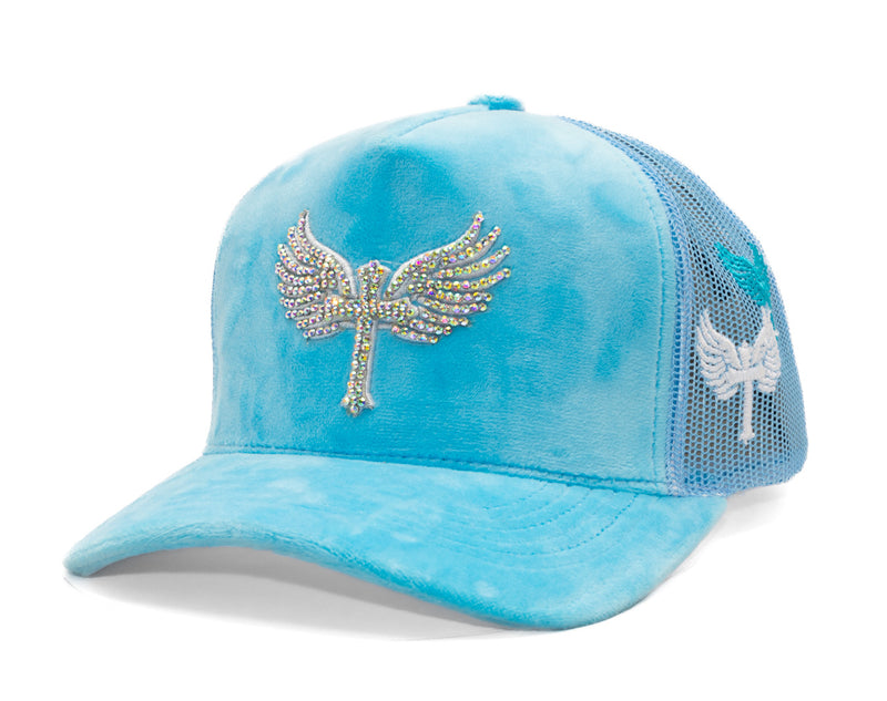 Velvet Rhinostones  Baby Blue / White