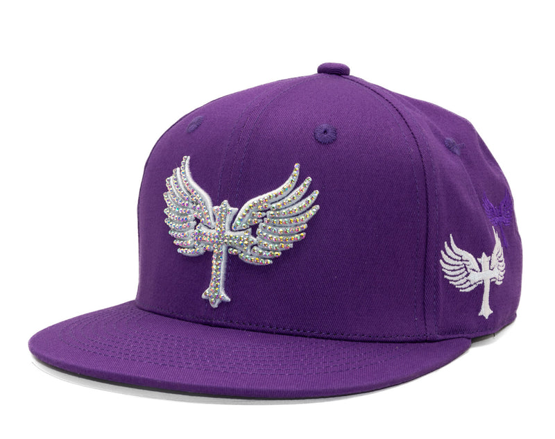 SnapBack Rhinostones Purple / White