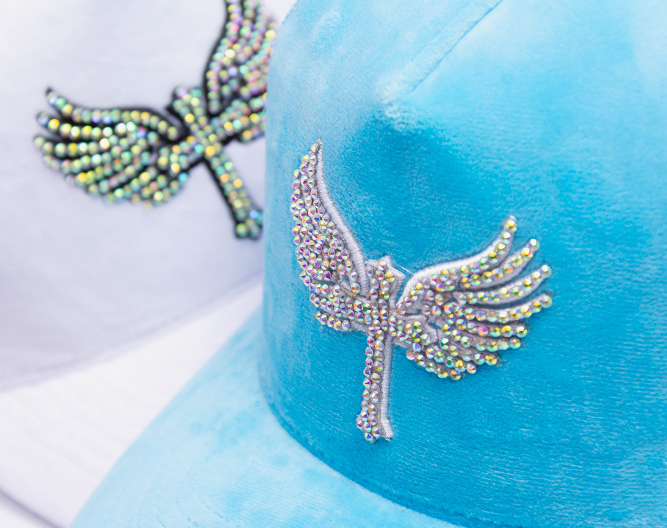 Velvet Rhinostones  Baby Blue / White