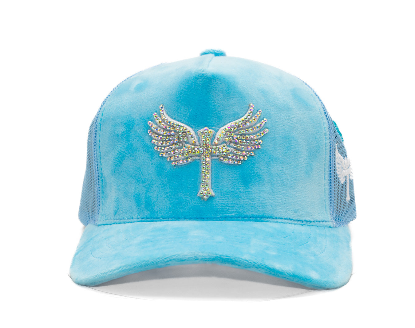 Velvet Rhinostones  Baby Blue / White