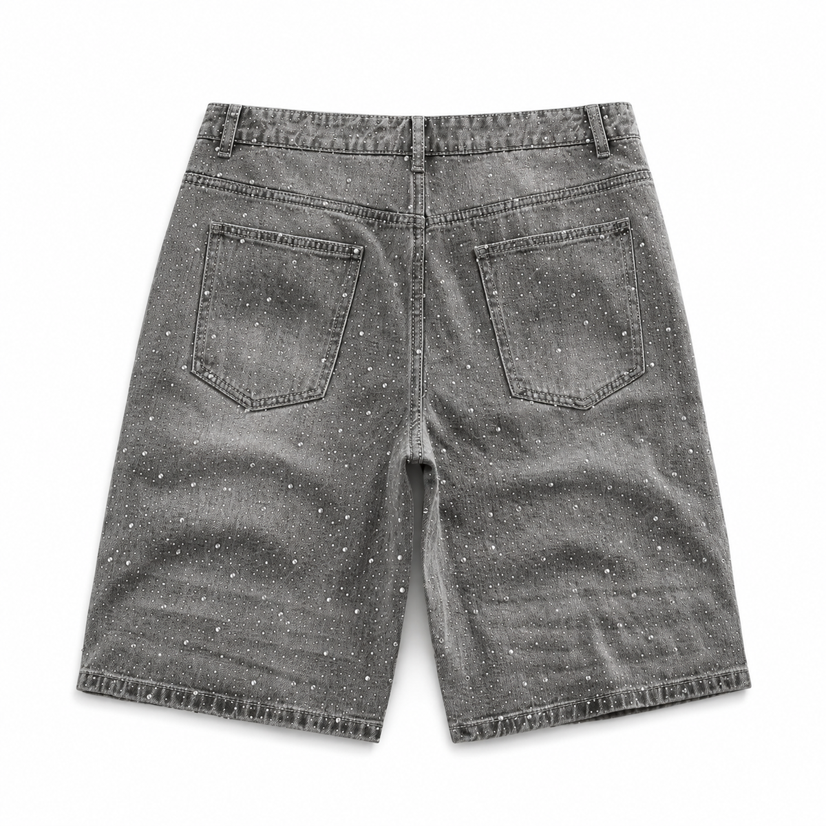 Washed Grey Rhinestone Shorts