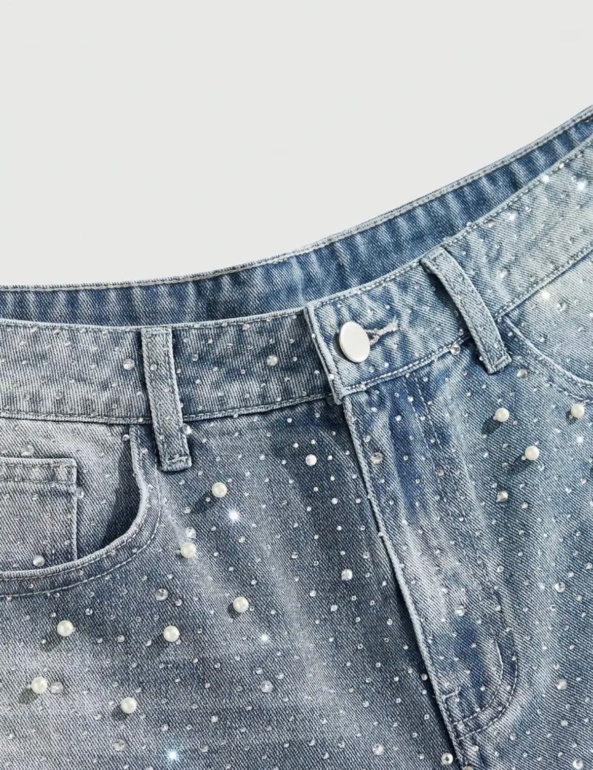 Ice Blue Rhinestone Shorts