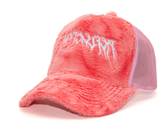 Fuzzy Trucker Coral Pink / White